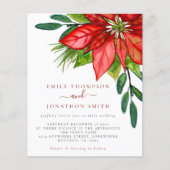 Budget kerstbruiloft Poinsettia Wedding Invite (Voorkant)