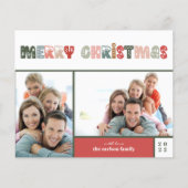 Budget kerstfamilie Foto Collage Holiday Kaart (Voorkant)