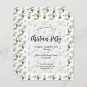 Budget Kerstfeest dennenpartij patroon uitnodiging (Voorkant / Achterkant)