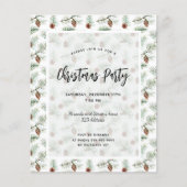 Budget Kerstfeest dennenpartij patroon uitnodiging (Voorkant)