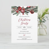 Budget Kerstfeest Rood Bloemstuk Feest Kaart (Staand voorkant)