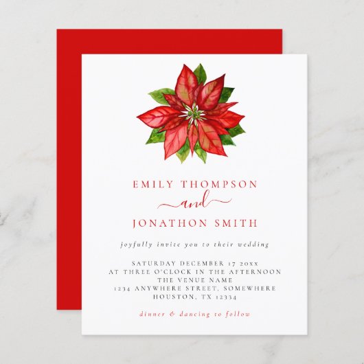 Budget kerstfeest Rood Poinsettia (Voorkant / Achterkant)