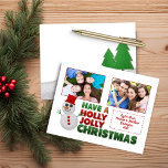 Budget kerstfeest Snowman Holiday Foto<br><div class="desc">Budget Cute Kerstmis Felt Snowman Holly Jolly Holiday Foto Je nam al die vilt stukken die in je vak zaten sinds je een tiener was en besloot iets schatters en leuks te maken voor de feestdagen. Ga een ervaren sneeuwman binnen! Deze schattige nepsneeuwpop en sneeuwscène zullen een feestelijke toon toevoegen...</div>