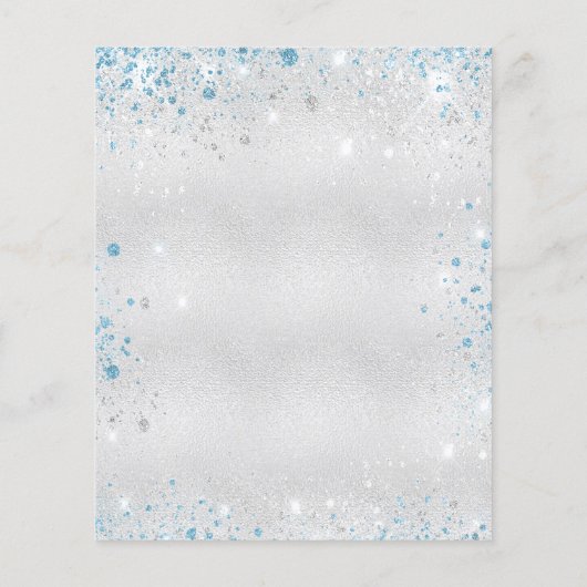 Budget kerstfeest uitnodiging met zilver glitters (Achterkant)