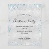 Budget kerstfeest uitnodiging met zilver glitters (Voorkant)