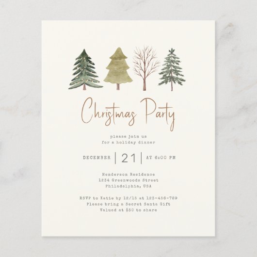 Budget Kerstfeest Waterverf dennenbomen (Voorkant)