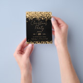 Budget kerstfeestdag gouden lampjes uitnodigen flyer (Hand)