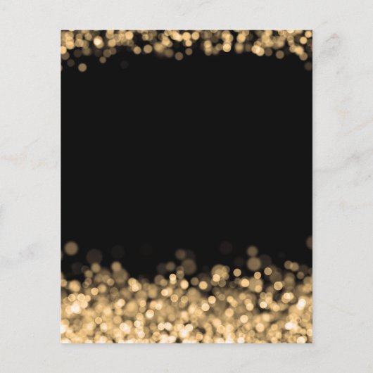 Budget kerstfeestdag gouden lampjes uitnodigen flyer (Achterkant)