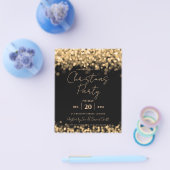 Budget kerstfeestdag gouden lampjes uitnodigen flyer (Enkel)