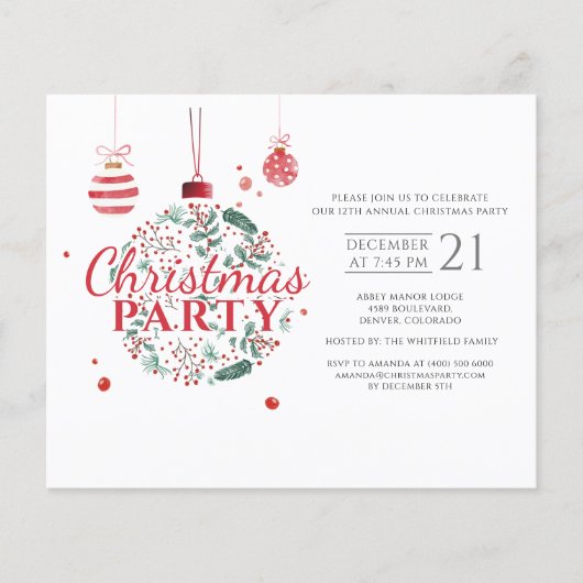 Budget kerstfeestdag Rode Groene Partij Uitnodigin (Voorkant)