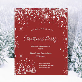 Budget kerstfeestfeest roodzilver uitnodiging