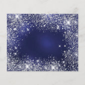 Budget kerstfoto blauw glitterstof zilver (Achterkant)