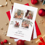 Budget kerstfoto-collage notitiekaartje<br><div class="desc">Met een viervoudige fotocollage en een moderne kerstscript kunt u eenvoudig uw familienaam en foto's toevoegen. Een elegant ontwerp om dit vakantieseizoen naar vrienden en familie te sturen.</div>