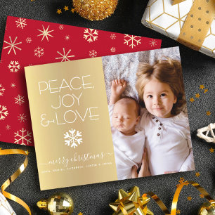 Budget kerstfoto's Vrede Joy Love Gold Kaart