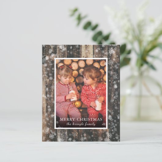 Budget kersthout Foto Holiday Kaart (Staand voorkant)