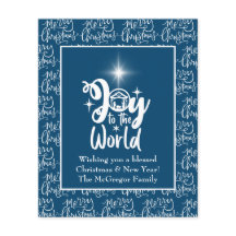 Budget kerstKaart Nativiteit Joy Blue