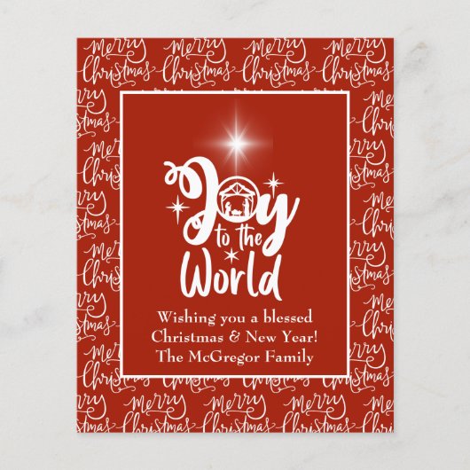 Budget kerstKaart Nativiteit Joy Red Flyer (Voorkant)