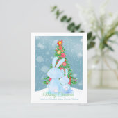 BUDGET kerstkonijnen met bomen in sneeuw (Staand voorkant)