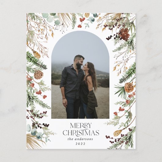 Budget Kerstmis 1 foto waterverf botanische Flyer (Voorkant)