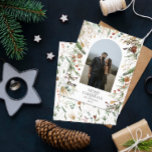 Budget Kerstmis 1 foto waterverf botanische Flyer<br><div class="desc">Begroting Vrolijk kerstfeest moderne elegante waterverf droogde botanische florale gedempte kleuren vakantiegolf 1 foto kerstkaart ontwerp.</div>