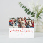 Budget Kerstmis 3 Foto Rode Typografie Kaart (Staand voorkant)