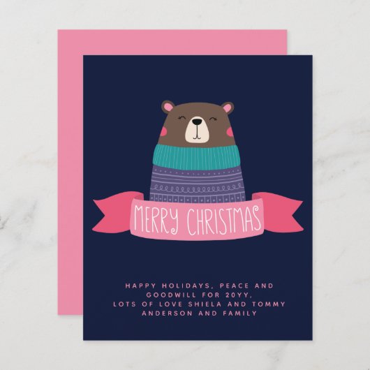 Budget kerstmis Beer Aangepaste jaarbrief (Voorkant / Achterkant)