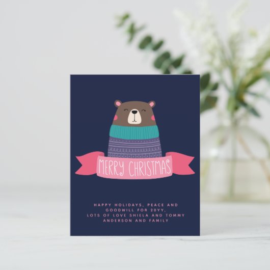 Budget kerstmis Beer Aangepaste jaarbrief (Staand voorkant)