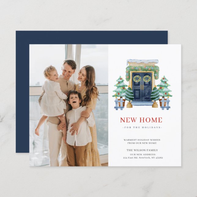 BUDGET Kerstmis Deur Bewegende Foto Vakantie Kaart (Voorkant / Achterkant)