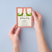 Budget Kerstmis Elf Legs Holiday Uitnodiging Flyer (Hand)