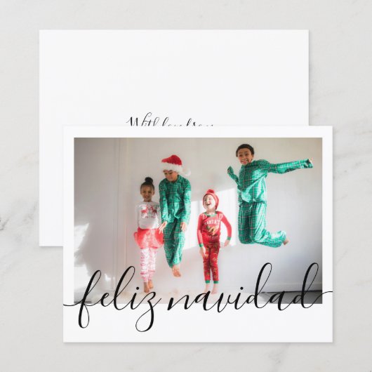 BUDGET Kerstmis Feliz Navidad Typografie Foto (Voorkant / Achterkant)