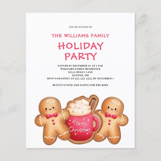 Budget Kerstmis Gingerbread Cacao Uitnodiging (Voorkant)
