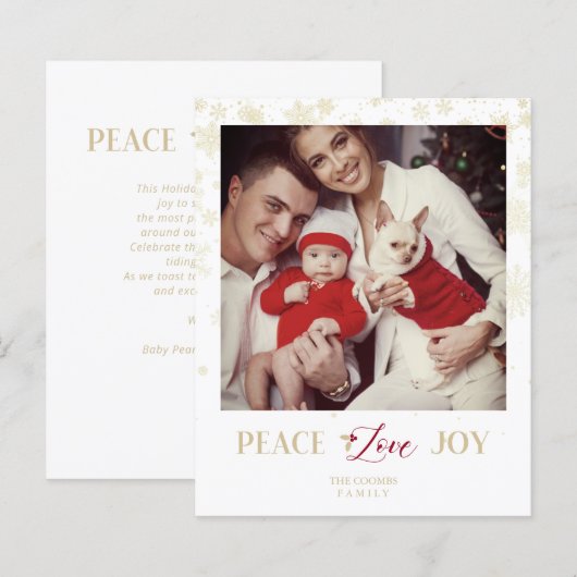 Budget kerstmis Golden Snowflakes & Holly Foto (Voorkant / Achterkant)