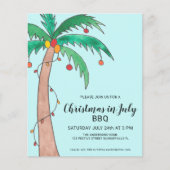 Budget Kerstmis In Juli BBQ Palmboom Uitnodiging (Voorkant)