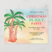 Budget Kerstmis In Juli Feest Palmboom Uitnodiging (Voorkant)