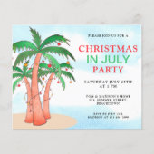 Budget Kerstmis In Juli Feest Palmboom Uitnodiging (Voorkant)