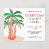 Budget Kerstmis In Juli Feest Palmboom Uitnodiging (Voorkant)