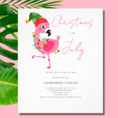 Budget Kerstmis in juli Flamingo Party Uitnodiging Flyer