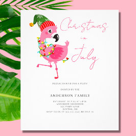 Budget Kerstmis in juli Flamingo Party Uitnodiging Flyer