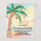 Budget Kerstmis In Juli Palm Boom Feest Uitnodigin (Voorkant)