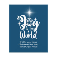 Budget kerstmis Kaart Nativiteit Blauw & wit