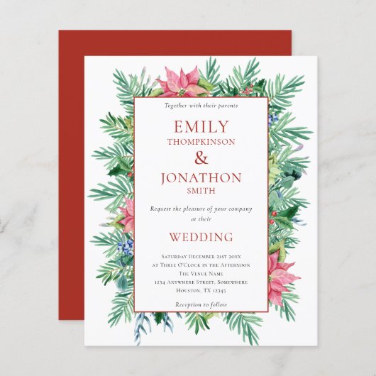 Budget Kerstmis Lijst Wedding Invite (Voorkant / Achterkant)