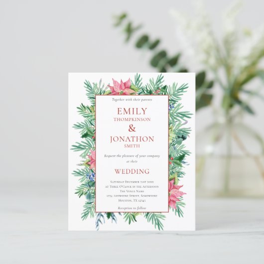Budget Kerstmis Lijst Wedding Invite (Staand voorkant)
