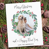 Budget Kerstmis Modern Greenery Wreatfoto Card