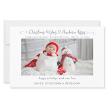 Budget Kerstmis Newborn Stats Foto Holiday Kaart