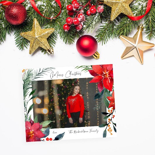 Budget Kerstmis Poinsettia Foto Flyer