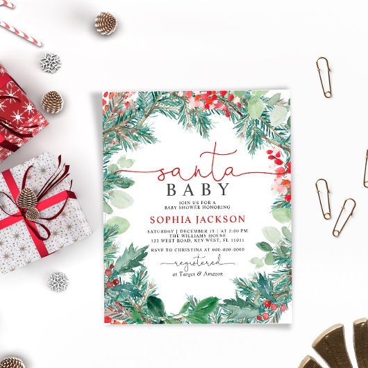 Budget Kerstmis Santa Baby shower Uitnodiging