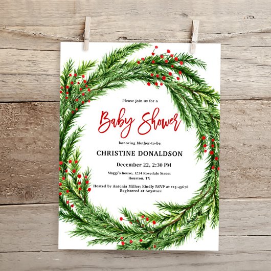 Budget Kerstmis Winter Baby shower Uitnodigen