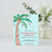 Budget Kerstmis Zomerfeest Palm Uitnodiging (Staand voorkant)