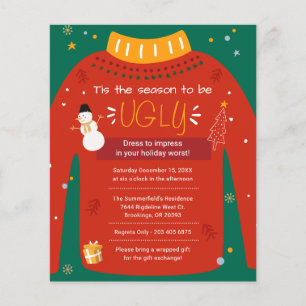 Budget Kerstparty Ugly Sweater Invitation Flyer