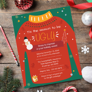 Budget Kerstparty Ugly Sweater Invitation Flyer